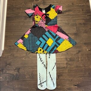 Colorful Patchwork Dress with Leggings
